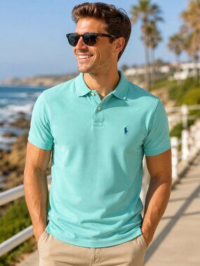 Polo Ralph Lauren Classic Fit Cotton Polo Shirt Aqua Green LG
